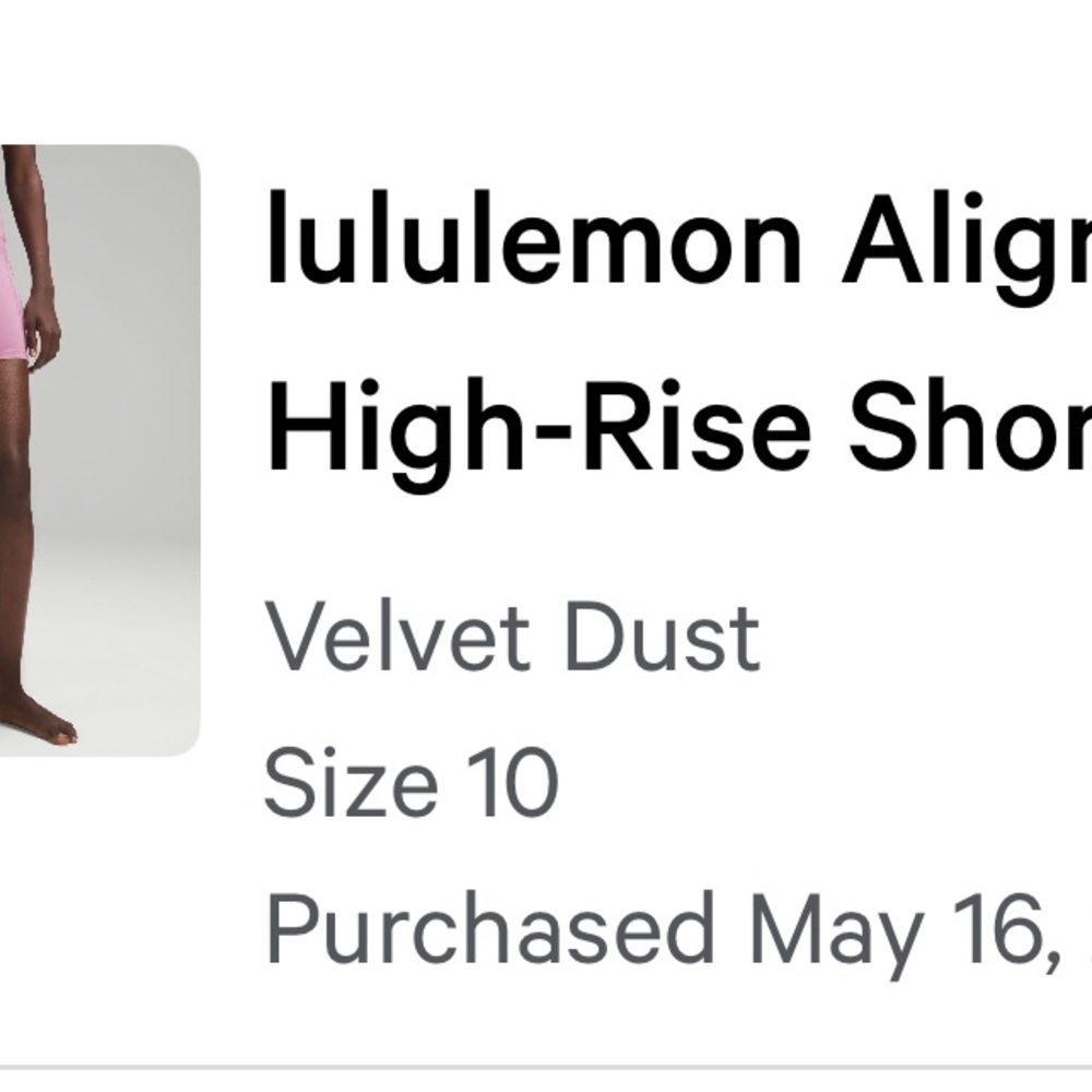 Velvet dust, Lululemon high rise, align short
